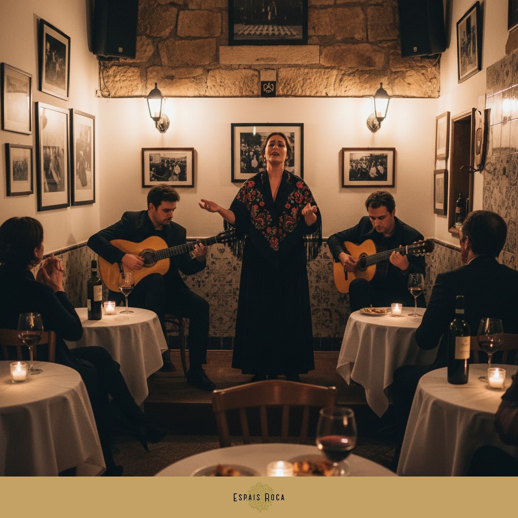 Fado venue with singer and guitarists