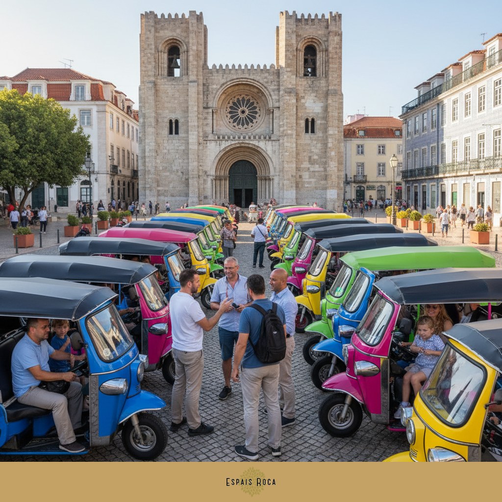 Tuk-tuks parked at Sé Cathedral