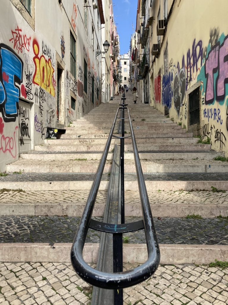 Steep street in Bairro Alto, Lisbon